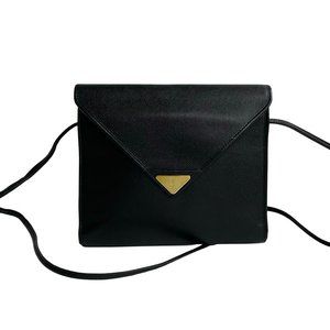 Yves Saint Laurent YSL Logo Leather Shoulder Bag/Pochette/Sacoche Black 33101
